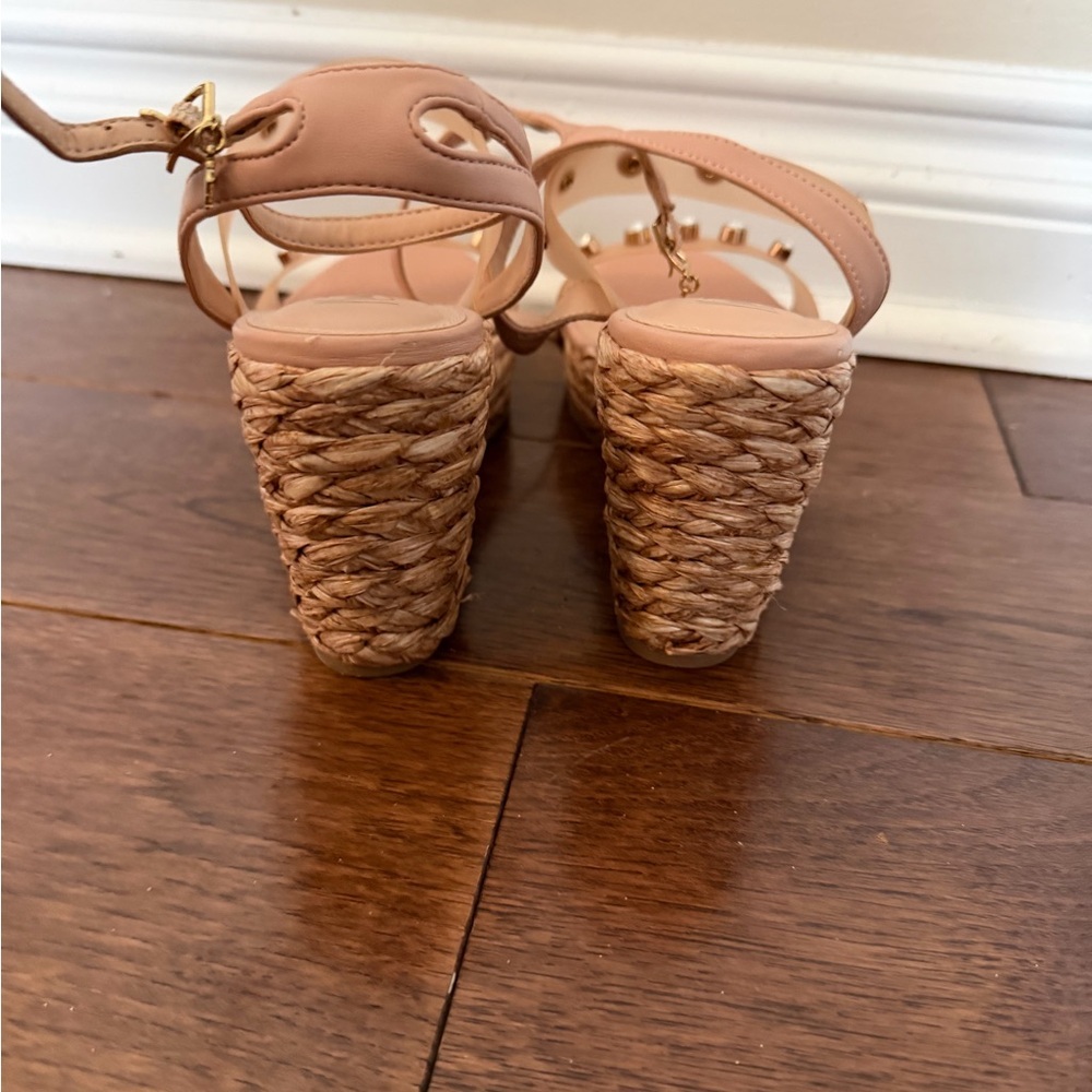 Nanette Lepore Tan Studded Wedge Sandals - Picture 4 of 4